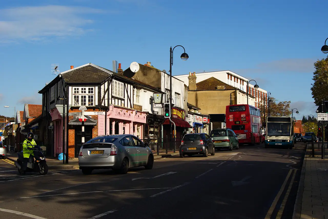Shops along the High Road in Loughton